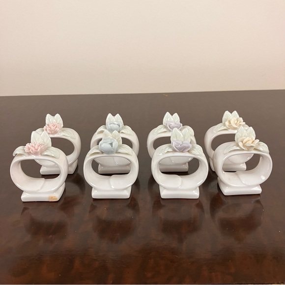 VTG (8) Porcelain Ceramic Floral Pastel Spring Napkin Holders Easter Mothers Day - Picture 2 of 9